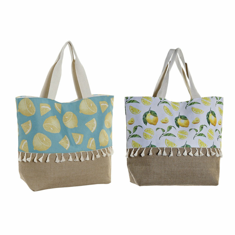 Sac DKD Home Decor Citron Polyester Jute (2 pcs) (44 x 15 x 57 cm)