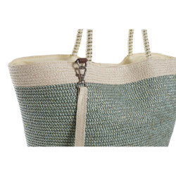 Beach Bag DKD Home Decor Brown Green Beige Mint Fibre 43 x 10 x 28 cm