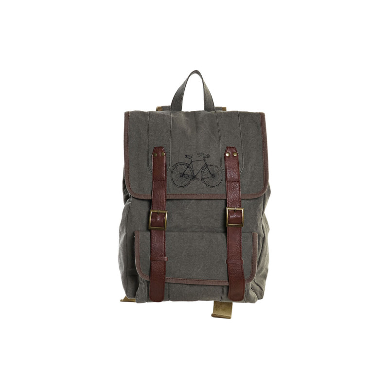 Casual Backpack DKD Home Decor Canvas Bicycle Grey Brown (33 x 12 x 47