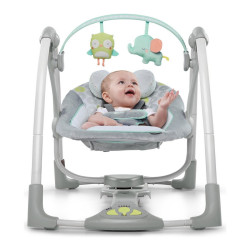 Fauteuil à Bascule Ingenuity Compact Swing - Hugs & Hoots Blanc Gris