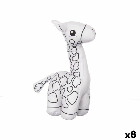 Peluche à colorier Blanc Noir Tissu 17 x 22 x 9 cm Girafe (8 Unités)