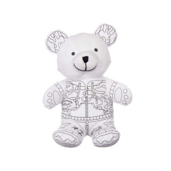 Peluche à colorier Blanc Noir Tissu 17 x 21 x 12 cm Ours (8 Unités)