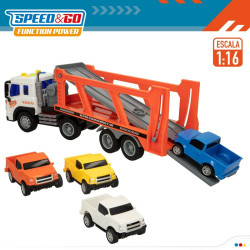 Camion porte-véhicules et Voitures à Friction Speed & Go 37,5 x 12,5