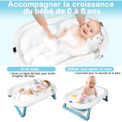 Large Folding Baby Bathtub with Water Thermometer