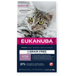 Aliments pour chat Eukanuba Grain Free Kitten Salmon Poisson 2 Kg