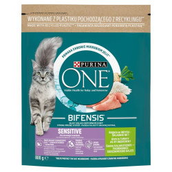 Aliments pour chat Purina One Bifensis Adult Sensitive Adulte Dinde 80