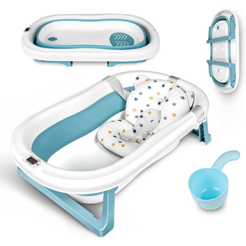 Grand Baignoire Pliable Bébé avec Thermomètre à eau