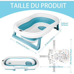 Grand Baignoire Pliable Bébé avec Thermomètre à eau