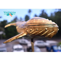 Marquesas Sculpture - Wooden sculpture of a whale l Ventanou Tahiti