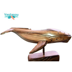 Marquesas Sculpture - Wooden sculpture of a whale l Ventanou Tahiti