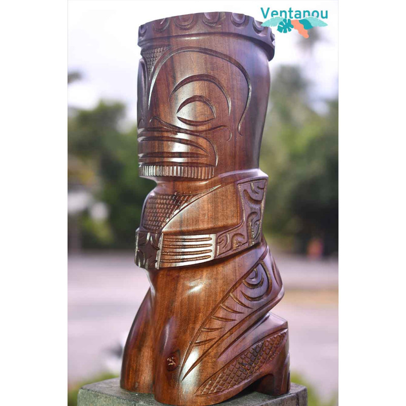 Authentique Tiki Marquisien 21cm - Art Polynésien Exclusif  | Ventanou