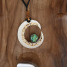 Half-Moon Necklace – Hand-Carved Bone and Abalone | Moorea Art