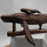 Whale and Calf Sculpture - Polynesian Handcrafted Art | Ventanou