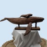 Whale and Calf Sculpture - Polynesian Handcrafted Art | Ventanou