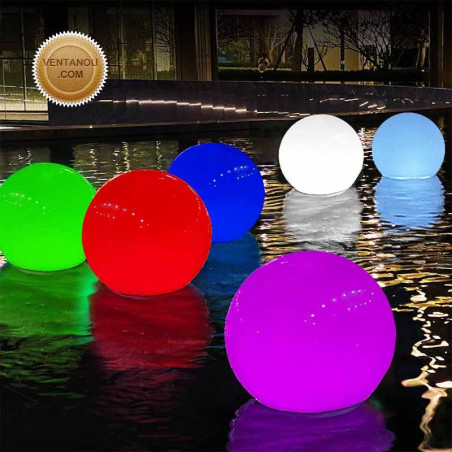 Luminaires Piscine La Réunion : Boule lumineuse exterieure multicolore