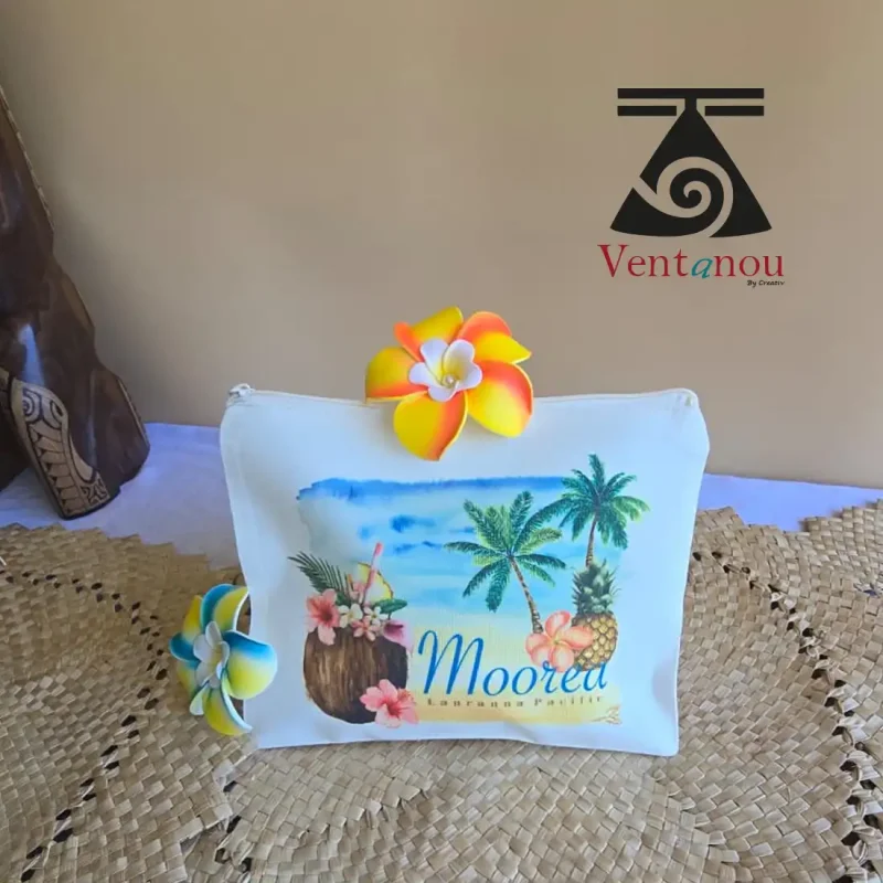 pochette-tahiti-coco-ananas-moorea-bleu Pochette pour femme tahitienne Ananas et coco