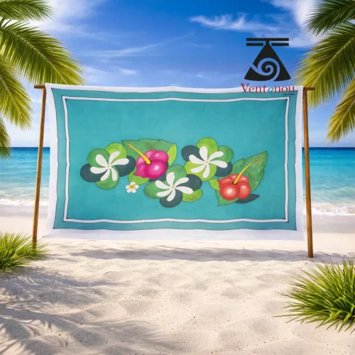 pareo-tahitien-tiare-moana-nui-peint-main Hand-Painted Tahitian Tiare Moana Pareo