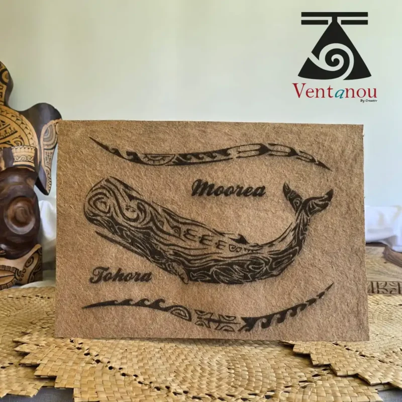 tapa-polynesien-baleine-bananier-pandanus Tapa Polynésien Baleine- Art Ethnique et Contemporain