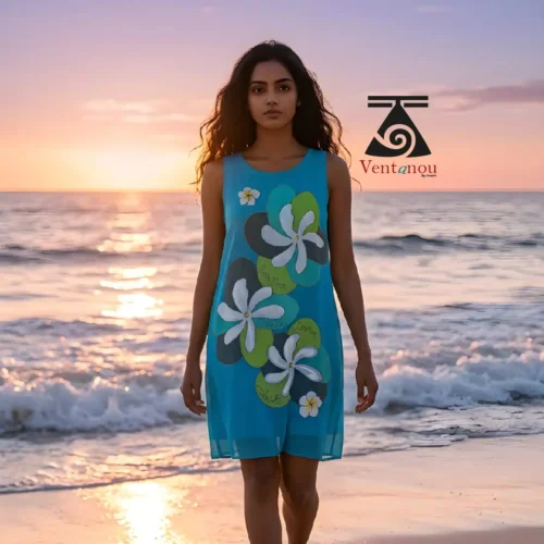 womens-dress-lagoon-blue- sleeveless-floral-print-tiara-summer sleeveless summer dress