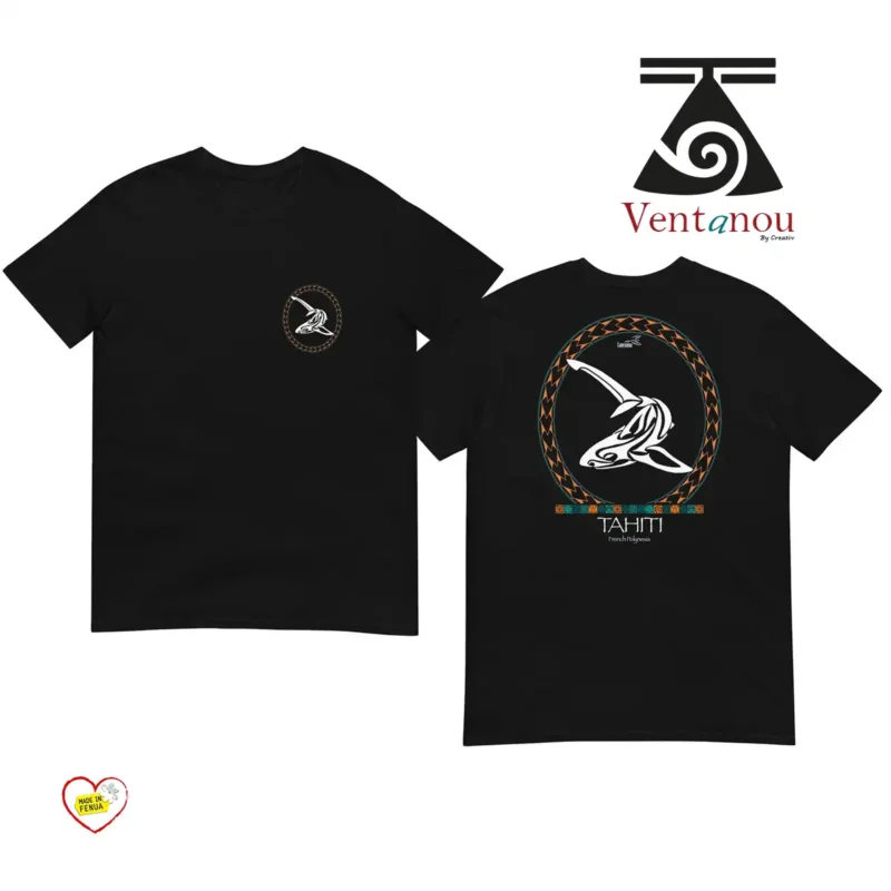 tee-shirt-polynesien-unisexe-requin-noir T-shirt Requin Polynésien Noir