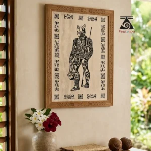 petit-tapa-marquisien-guerrier Marquesan Tapa Cloth Wall Art with Warrior Figure