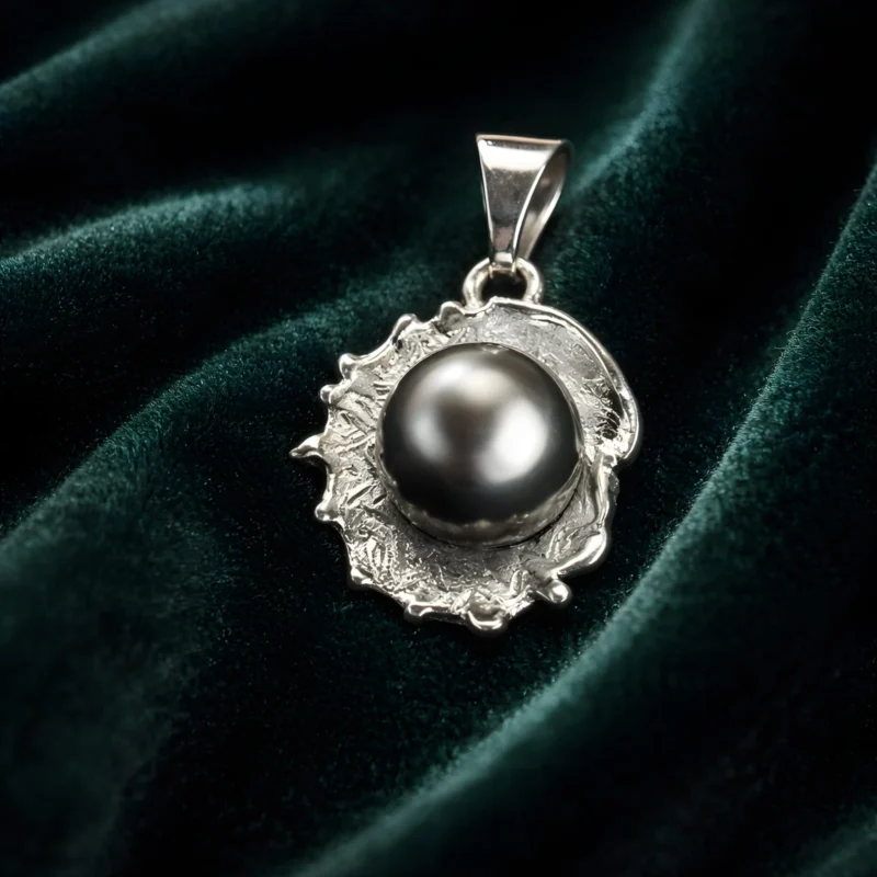 pendentif-perle-noire-de-tahiti-huitre-perliere Pendentif coquillage argent et perle noire