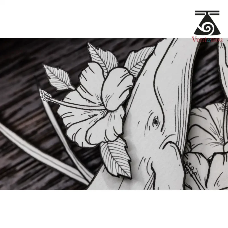 artisanat-a-moorea-baleine-et-baleineau-hibiscus Layered Polynesian Art – Between Mother and Earth