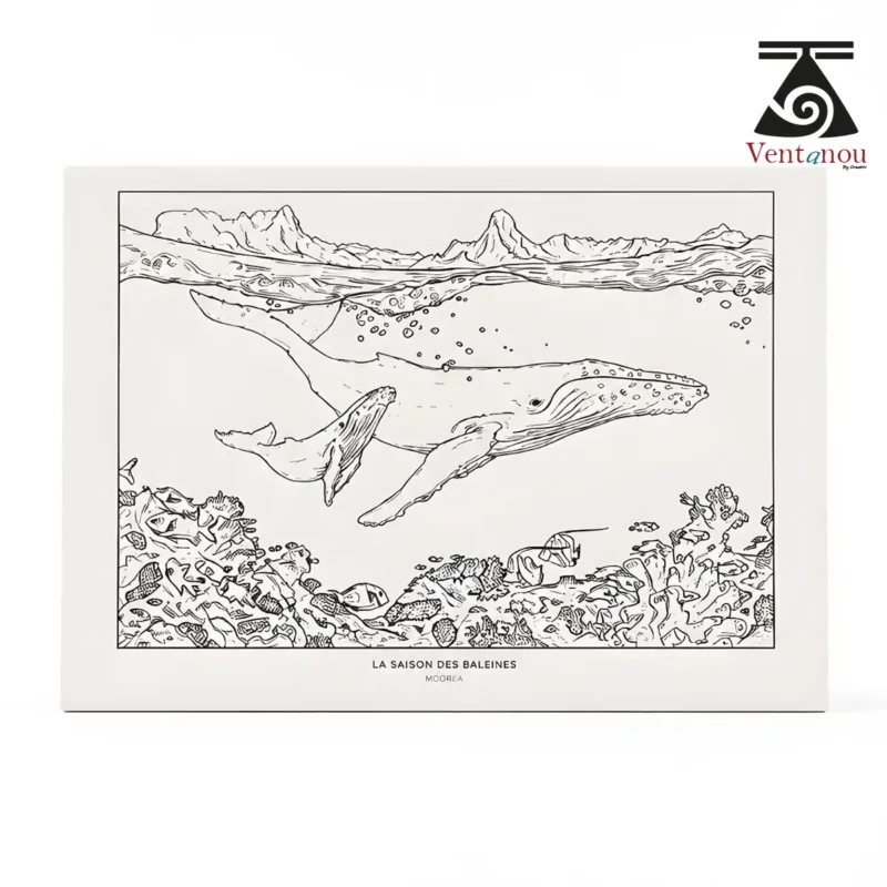 baleine-et-baleineau-moorea-saison-des-baleines Polynesian art print