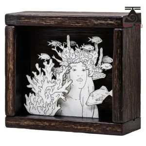 boite-tableau-3d-enfant-polynesien-corail-et-carangue Polynesian Shadow Box Artwork – The Child and the Sea