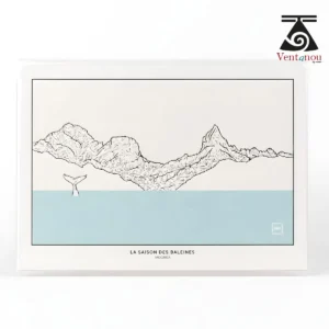 carte-postale-saison-des-baleines-a-moorea-mont-rotui Whale Season in Moorea – Polynesian Art Print A5