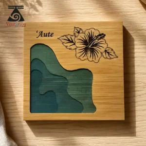 dessous-de-verre-bambou-et-resine-hibiscus Polynesian Wood & Resin Coasters
