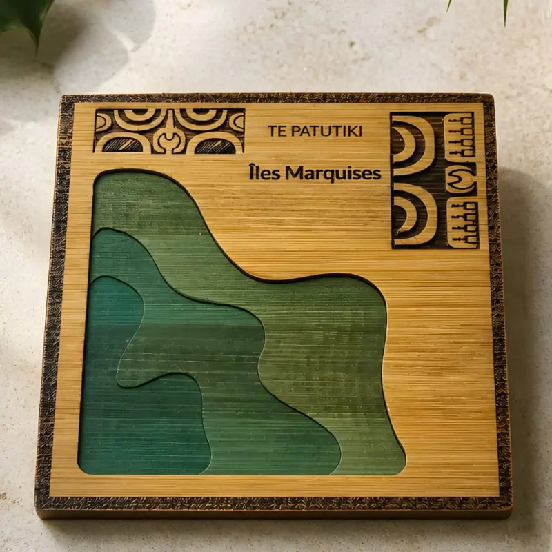 dessous-de-verre-bambou-et-resine-ïles-marquises Polynesian Wood & Resin Coasters
