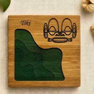 dessous-de-verre-bambou-et-resine-tete-tiki Polynesian Wood & Resin Coasters