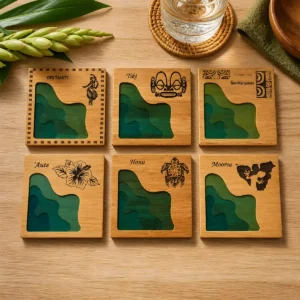 dessous-de-verre-polynesien Polynesian Wood and Resin Coasters