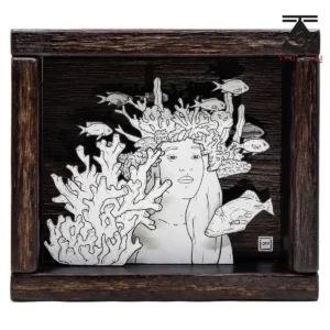 idee-cadeau-tableau-3d-enfant-polynesien-corail-et-carangue Polynesian shadow box art