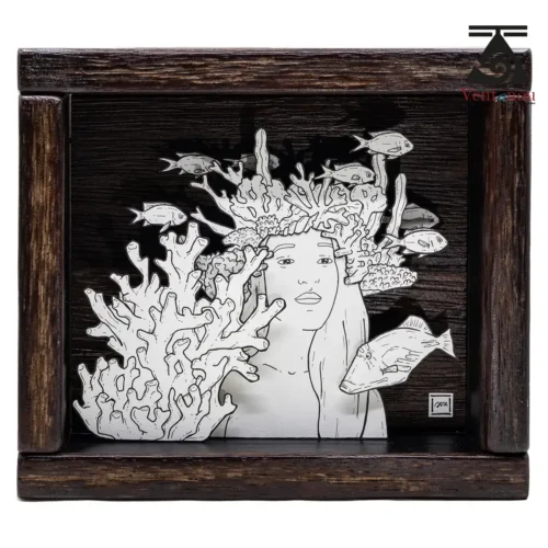 idee-cadeau-tableau-3d-enfant-polynesien-corail-et-carangue Polynesian shadow box art